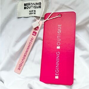 NWT Beginning Boutique Marienne White Velvet Sequin Mini Dress. Open Back. Sz 12